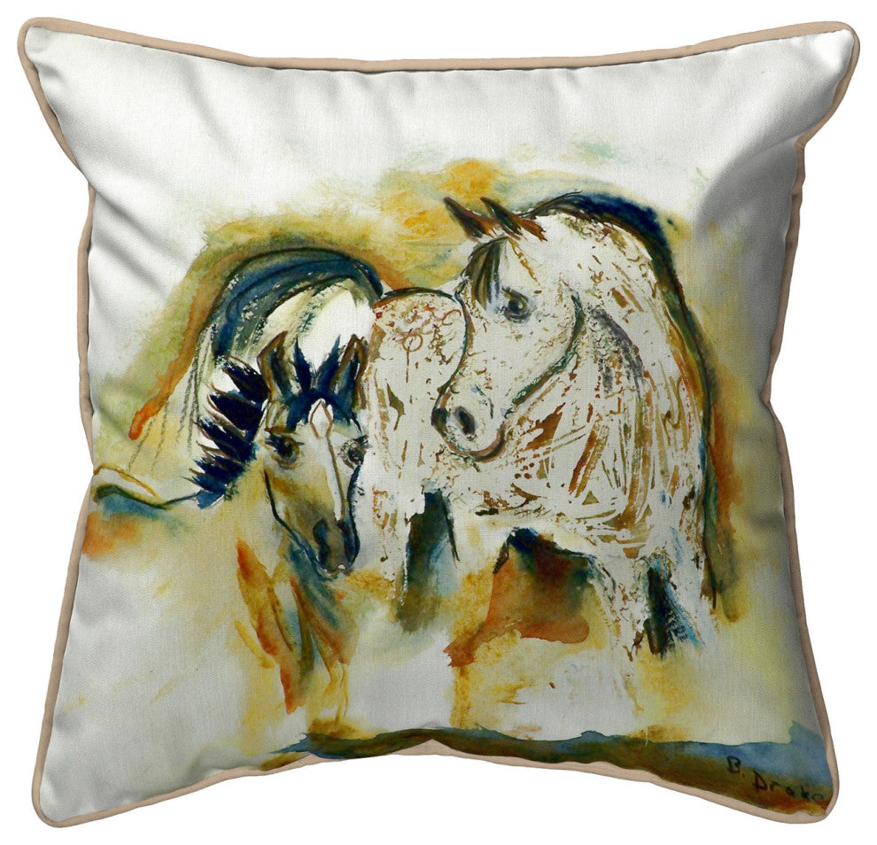 Betsy Drake Mare & Colt Large Indoor/Outdoor Pillow 18x18