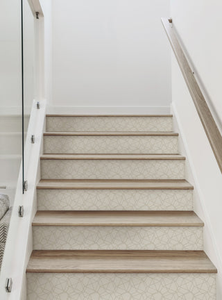 Modern Wire Mesh Peel and Stick Stair Riser Strips, Beige, 48"w X 6"h, 6 Pack