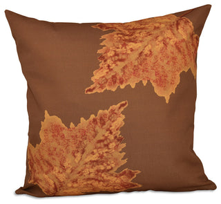 Dancing Leaves Flower Print Pillow, Brown, 20"x20"