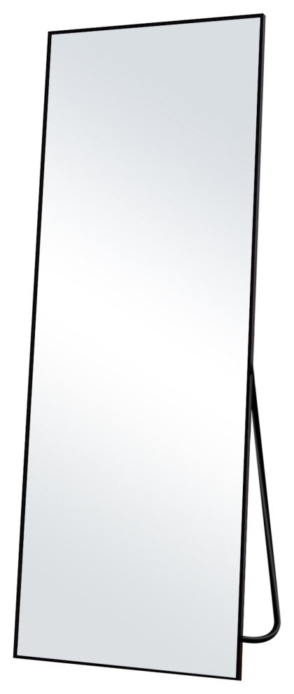 Easly Aluminum Alloy Framed Rectangular Floor Mirror, Black, 20x63