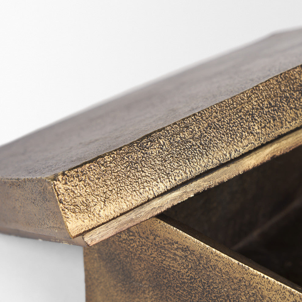 Porschia Large Antiqued Gold Metal Decorative Box