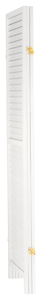 6' Tall Wooden Louvered Room, White, 3 Panel