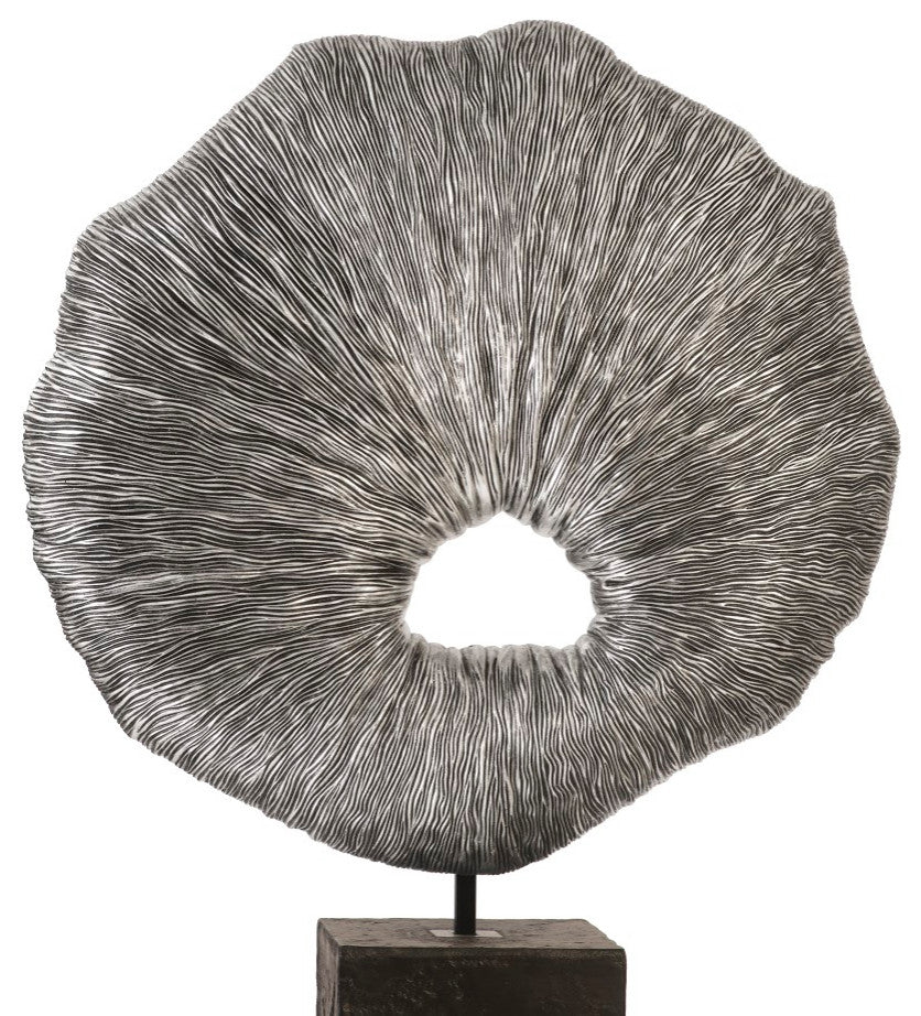 Colossal Fungia, Silver Leaf, Slate Pedestal