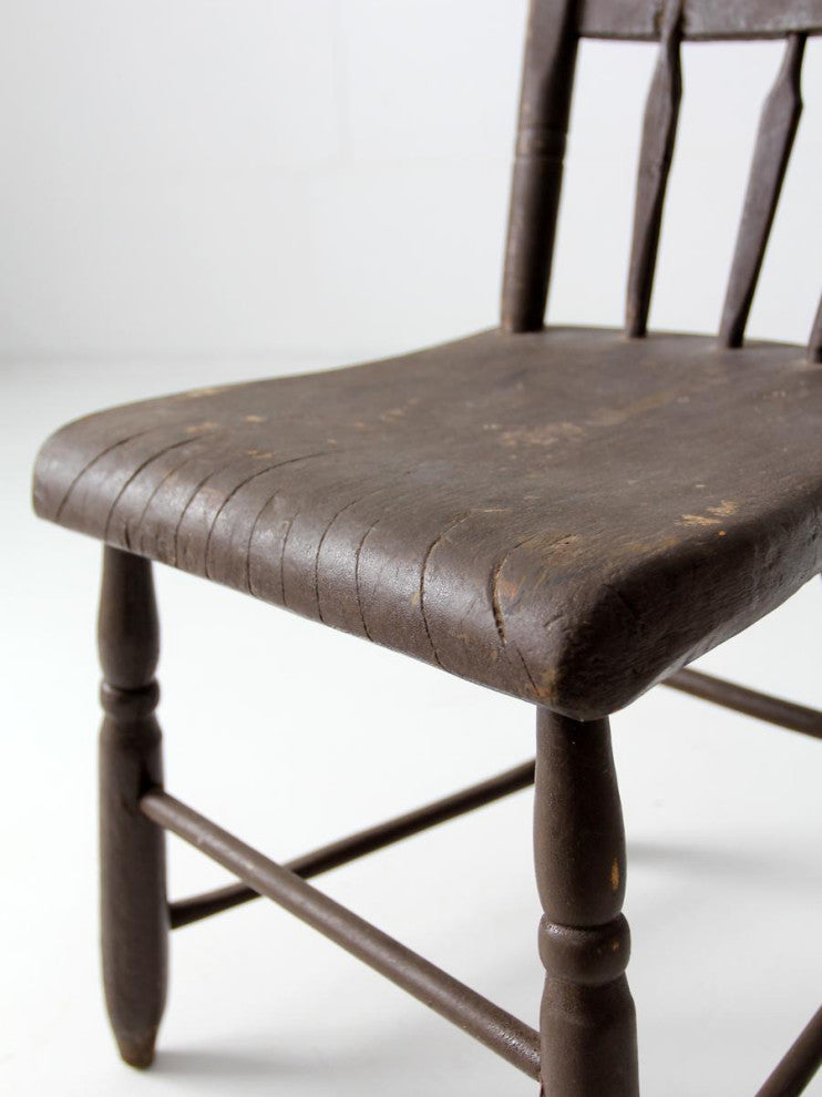 Consigned, Antique Plank Seat Farmhouse Chair