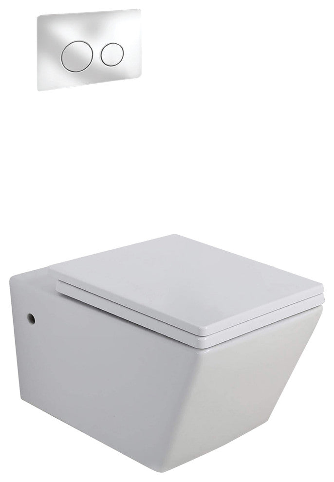 In-Wall Toilet Set, 2"x4" Carrier and Tank, Chrome Round Metal Actuators