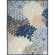 9' X 12' Blue Floral Non Skid Indoor Outdoor Area Rug