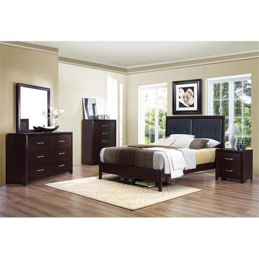 Lexicon Edina Contemporary Wood California King Bed in Espresso/Black