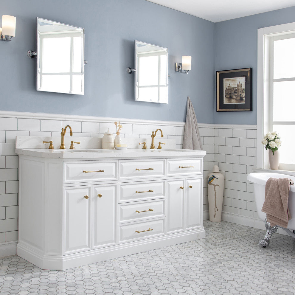 72" Palace Collection With Hardware, Satin Brass Finish, Pure White, F2-0012 Fau