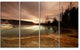Mountain Lake under Cloudy Sky, African Landscape Canvas Art, 48"x28", 4 Panels