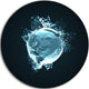 Glowing Blue 3D Sphere, Abstract Digital Art Disc Metal Artwork, 23"