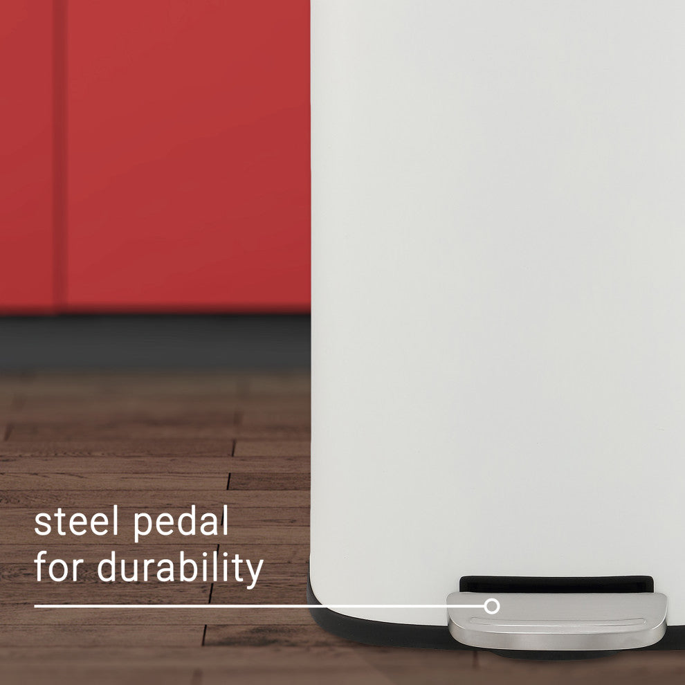 Curtis 8-Gallon Step-Open Trash Can, White