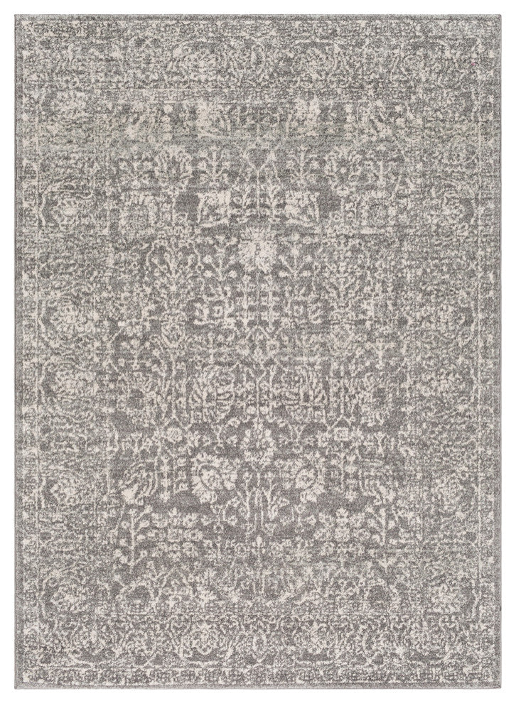 Harput Traditional Black, Light Gray Area Rug, 3'11"x5'7"