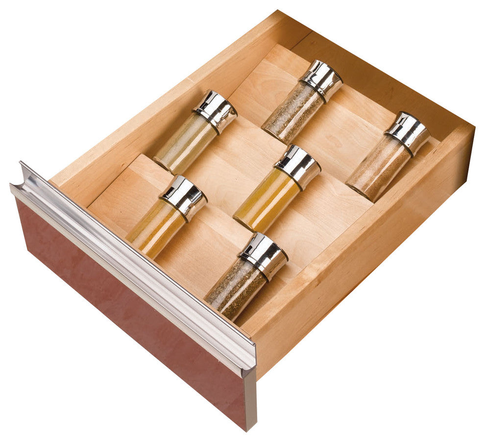 16" W Spice Drawer Insert Maple Rev-A-Shelf 4SDI-18