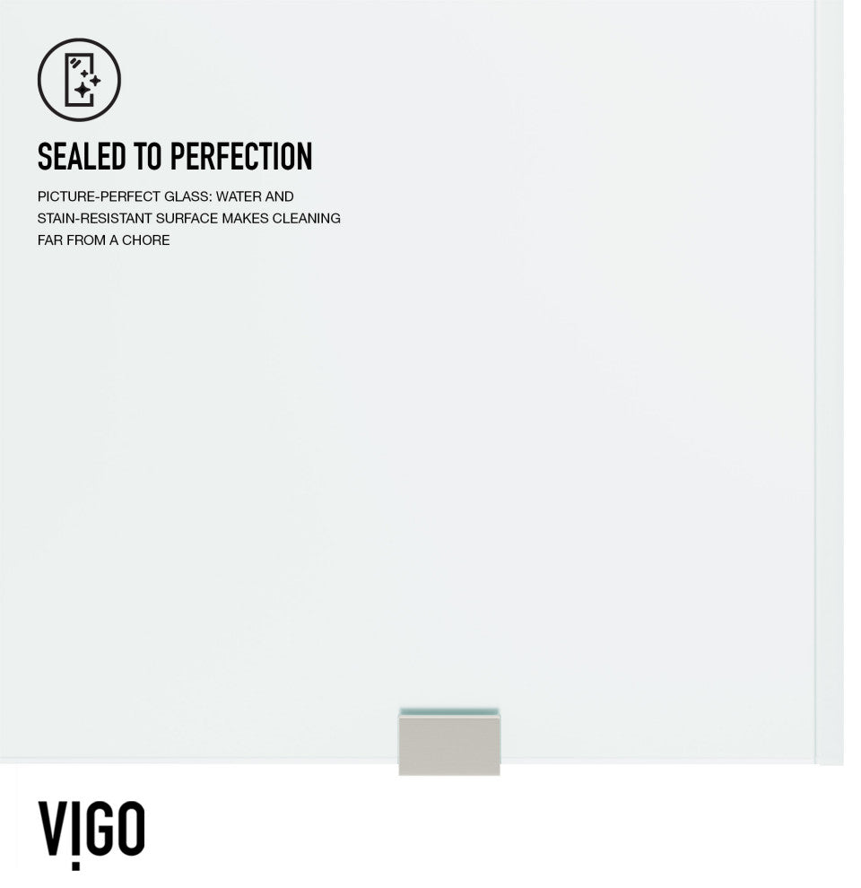 VIGO Elan 56" to 60" W x 74" H Frameless Sliding Shower Door, Stainless Steel, Left, Frosted Glass
