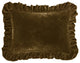 Stella Faux Silk Velvet Ruffled Dutch Euro Pillow, 27"x39", 1 Piece, Green Ochre
