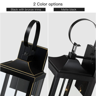 25.7" 2-Light Large Traditional Outdoor Wall Lantern Sconce, Matte Black