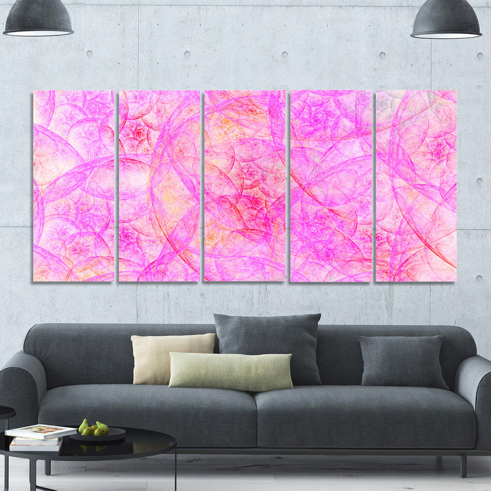 Rose Fractal Dramatic Clouds, Abstract Canvas Art Print, 60"x28", 5 Panels