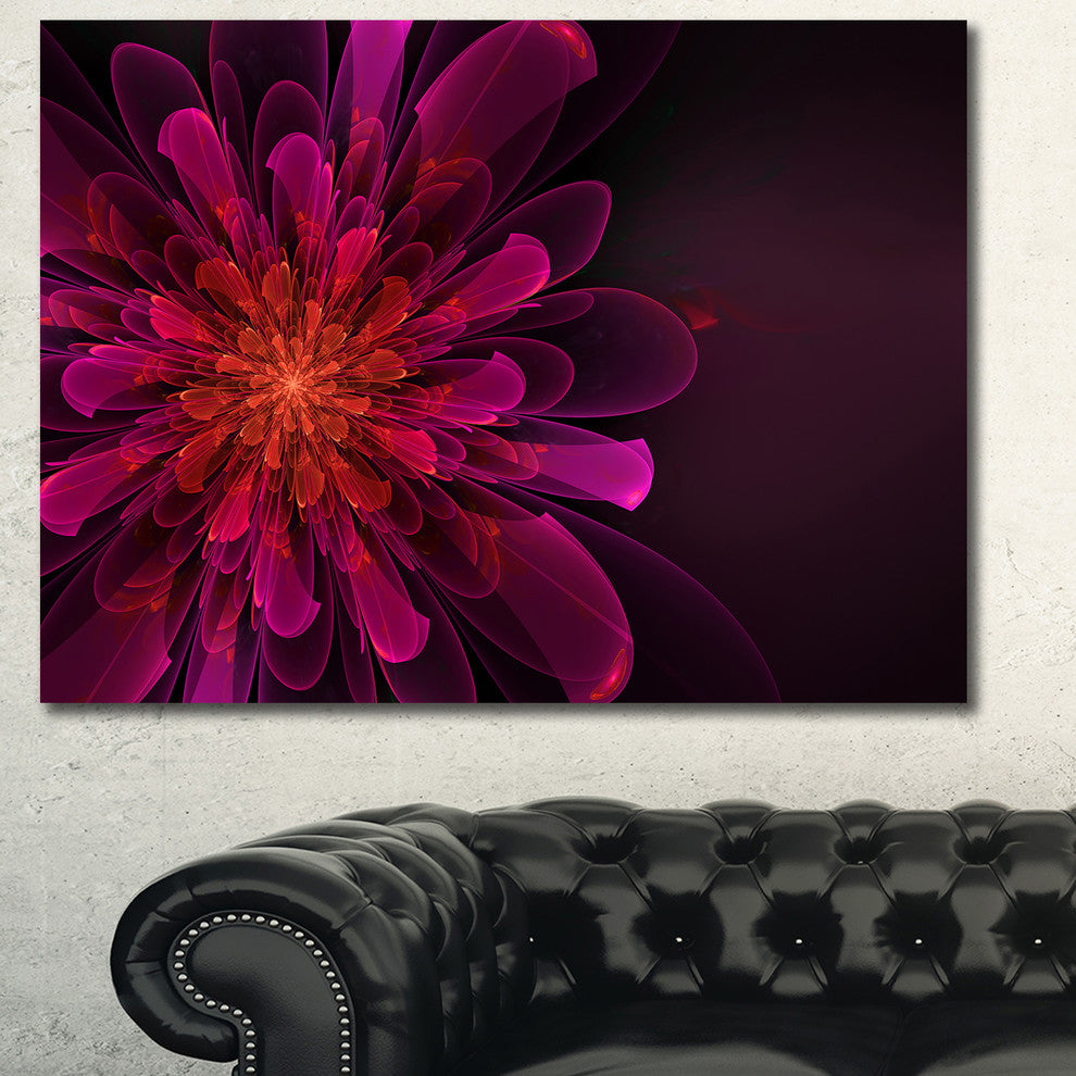 Large Pink Alien Fractal Flower, Large Floral Canvas Art Print, 60x40