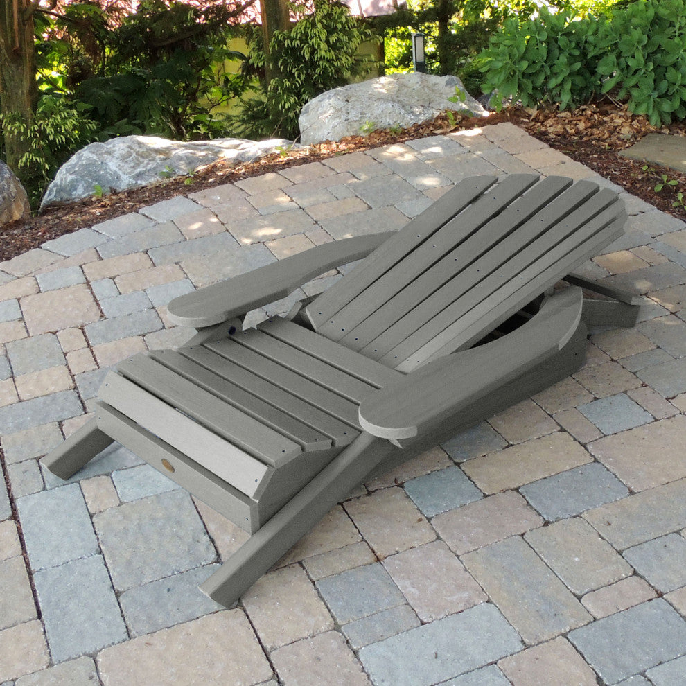 Hamilton Folding Adirondack Chair and Ottoman Set, Coastal Teak