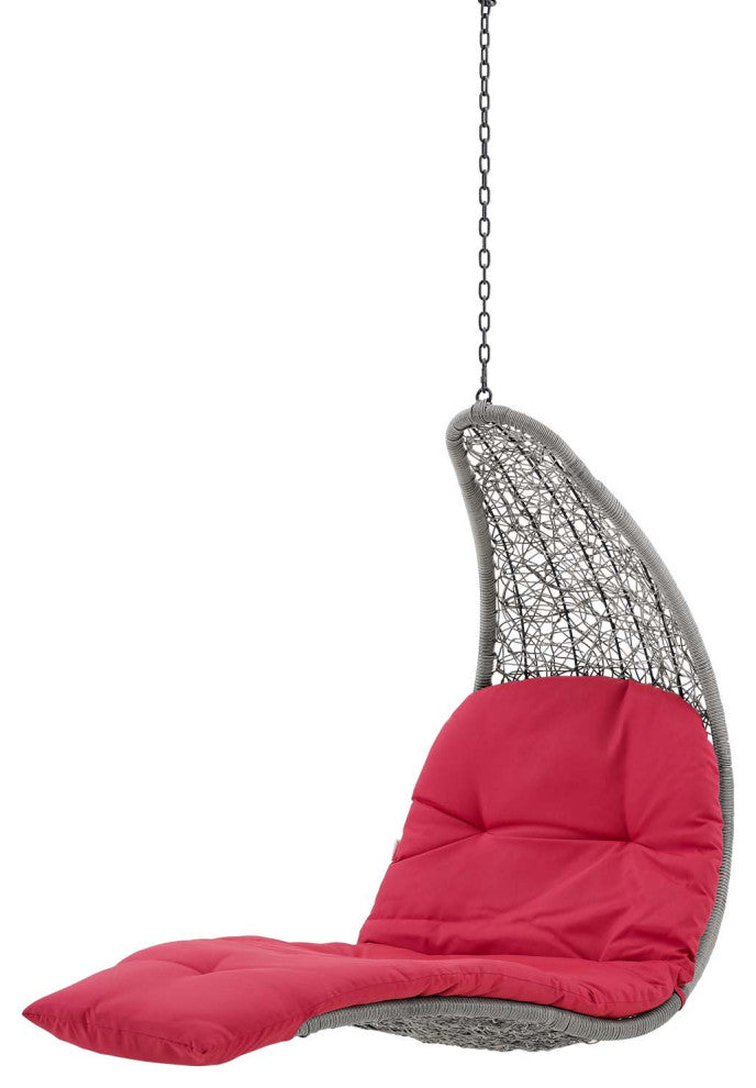 Swing Lounge Chair, Gray Red, Outdoor Patio Balcony Cafe Bistro Garden