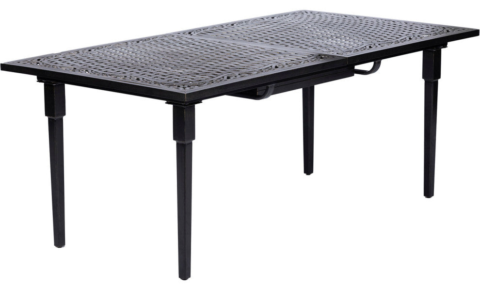 Hammond 9-Piece Dining Set, Expandable 40"x76" Table, 8 Sling Rockers