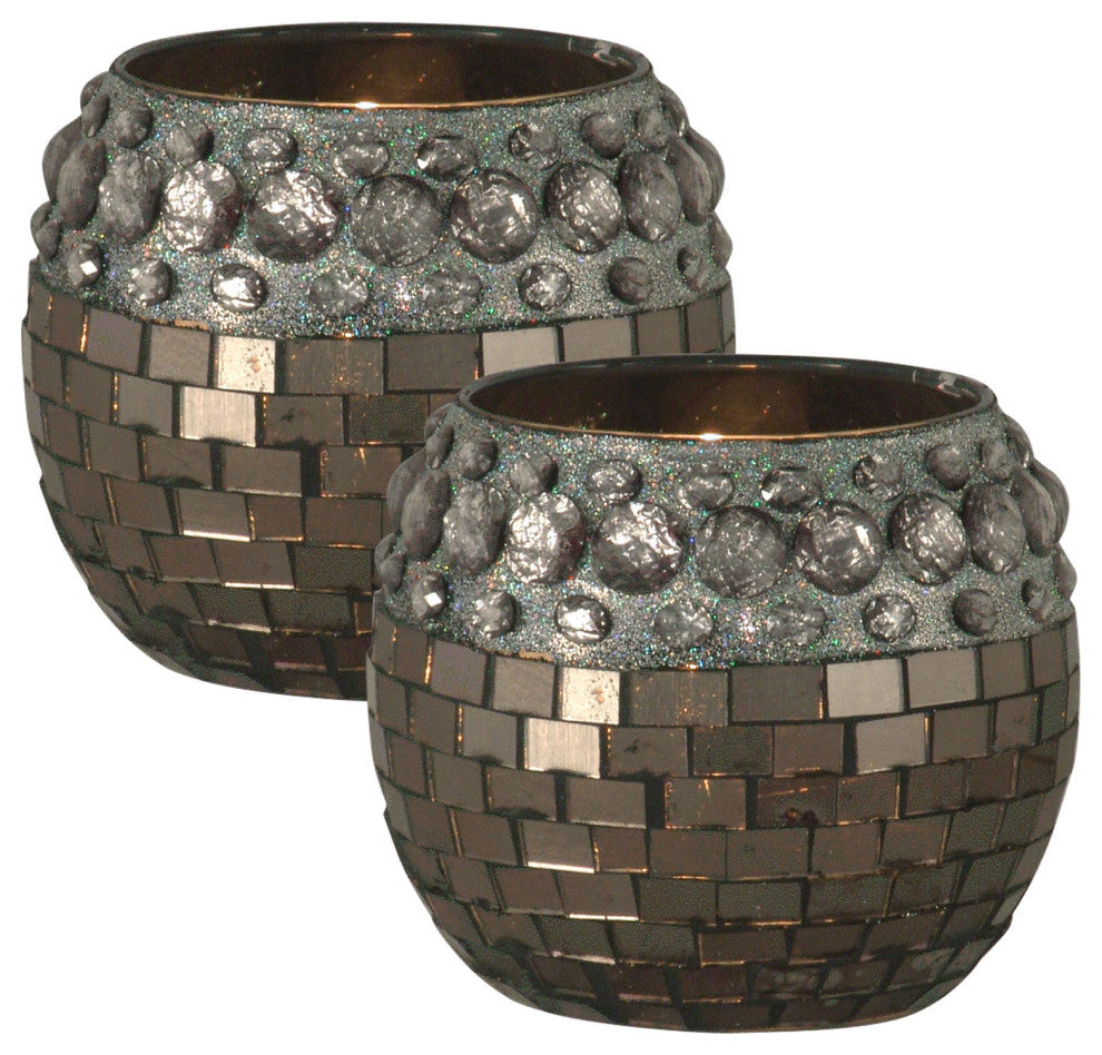 Springdale 4" 2-Piece Egyptian Mosaic Art Glass Candle Holder