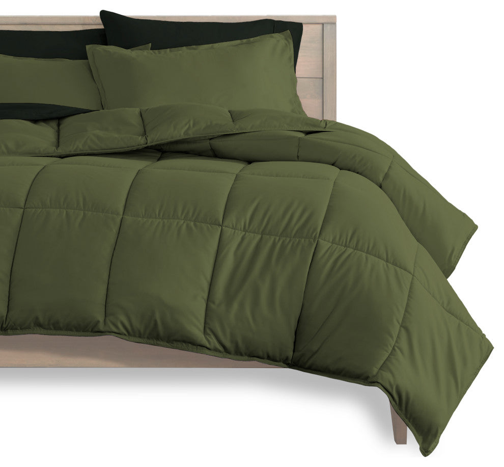 Bare Home 5-Piece Twin Bed-in-a-Bag, Green, Black