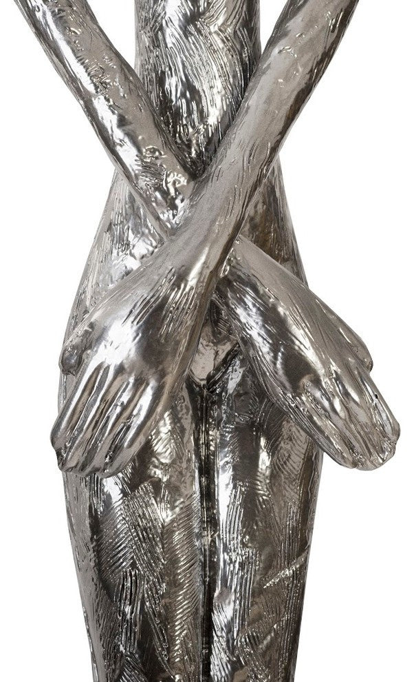 Skinny Female Sculpture, Liquid Silver