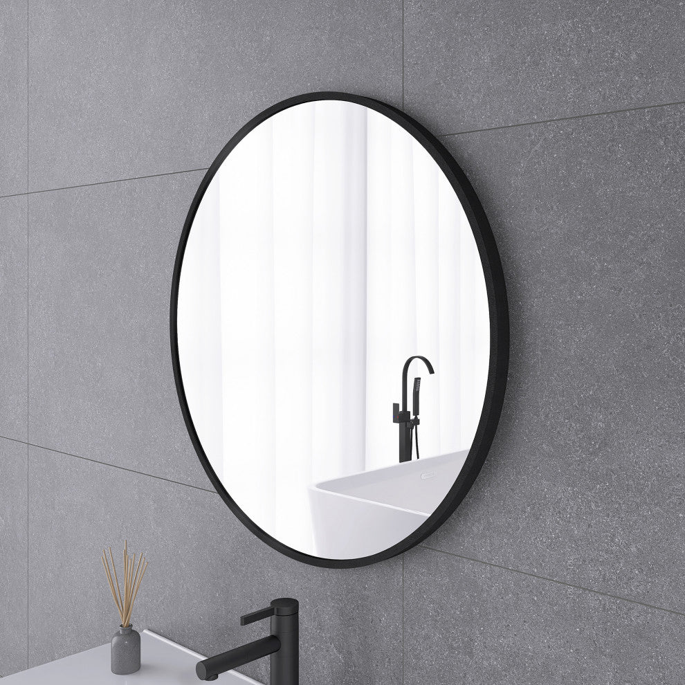 Round Framed Wall Mounted Bathroom Vanity Mirror, 30''