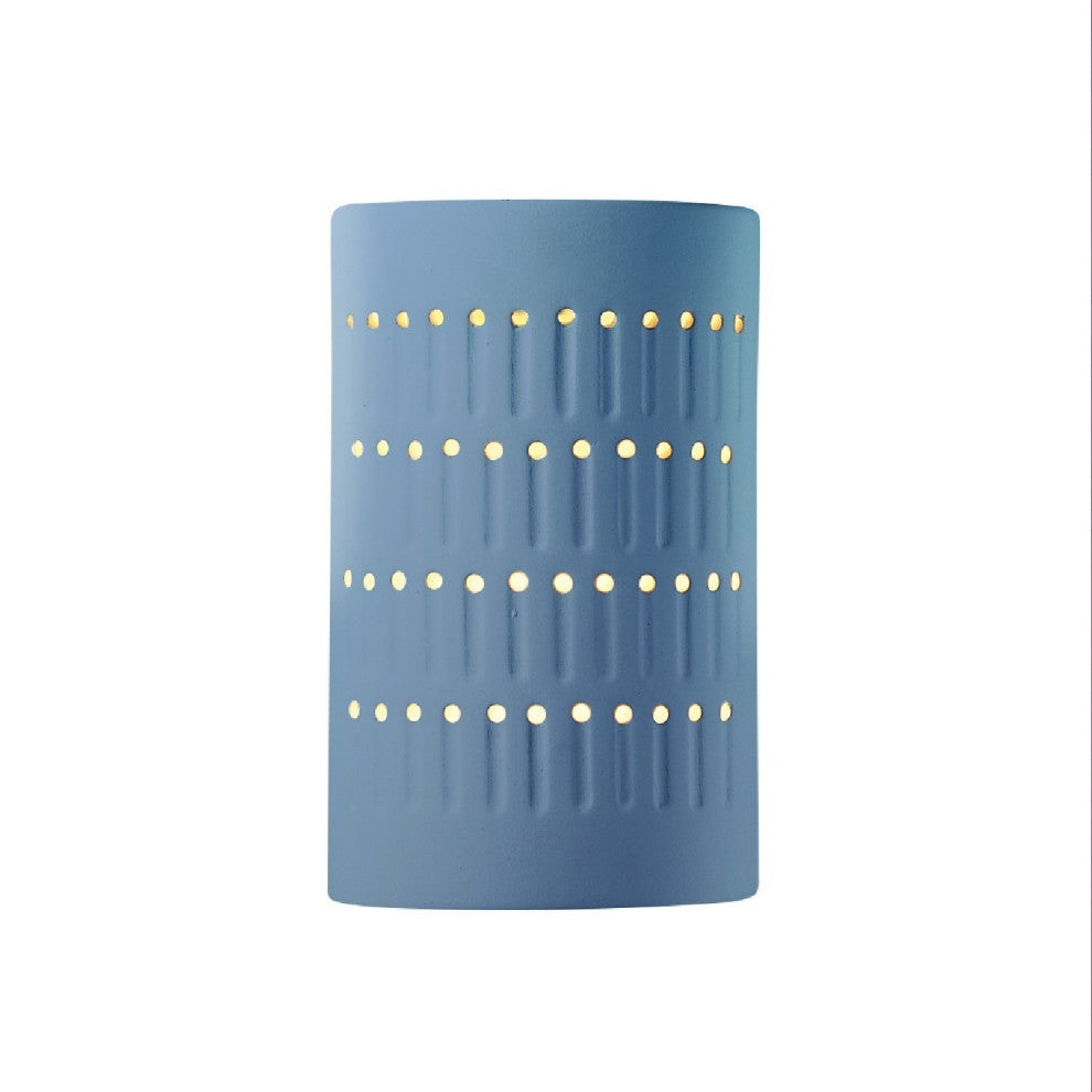 Ambiance Small Cactus Cylinder Wall Sconce, Open Top/Bottom, Sky Blue, LED
