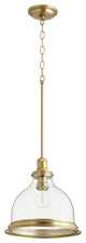 Quorum 6193-12-80 One Light Pendant, Aged Brass With Clear Finish