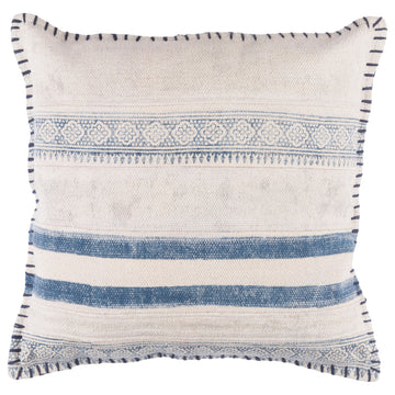 Lola Pillow, Blue and Cream, Down Fill, 20"