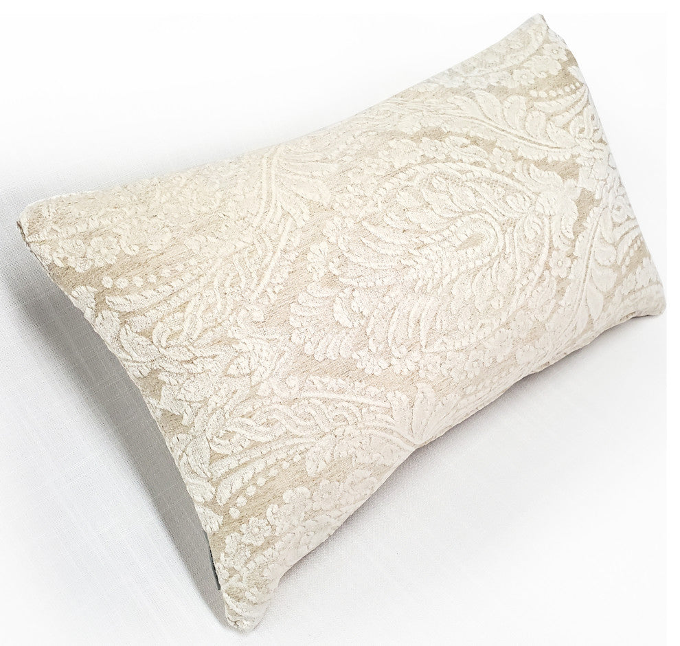 Jacquard Damask in Cream Throw Pillow 12x19
