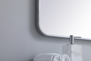 Ellis Soft Corner Metal Rectangular Mirror, Silver, 24"x36"