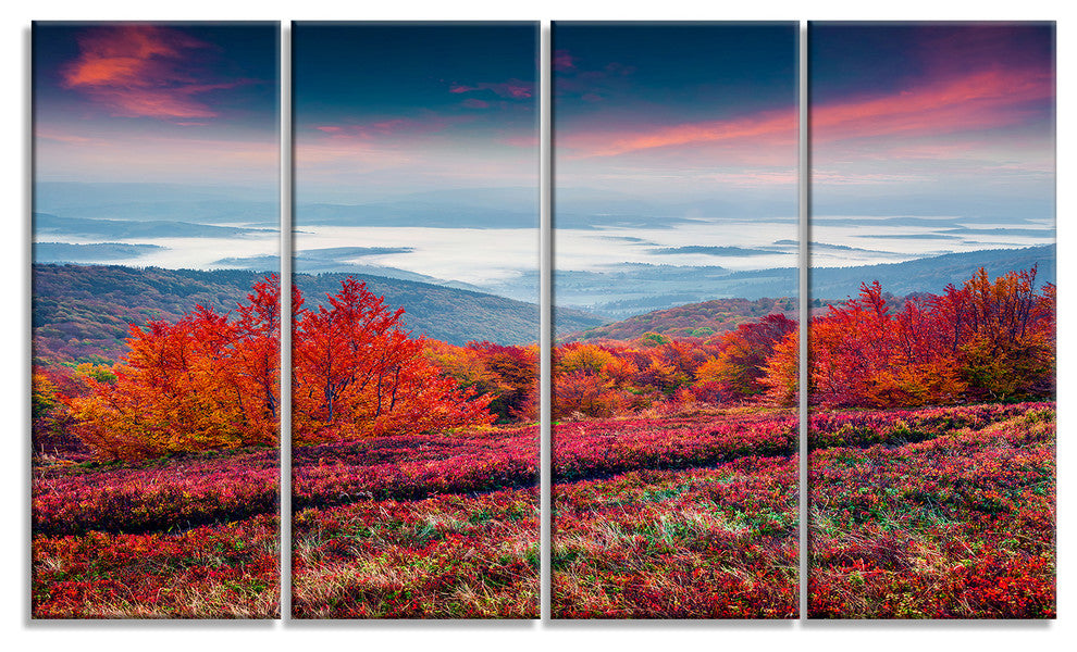 Autumn in the Carpathian Mountains, Landscape Canvas Print, 48"x28", 4 Panels