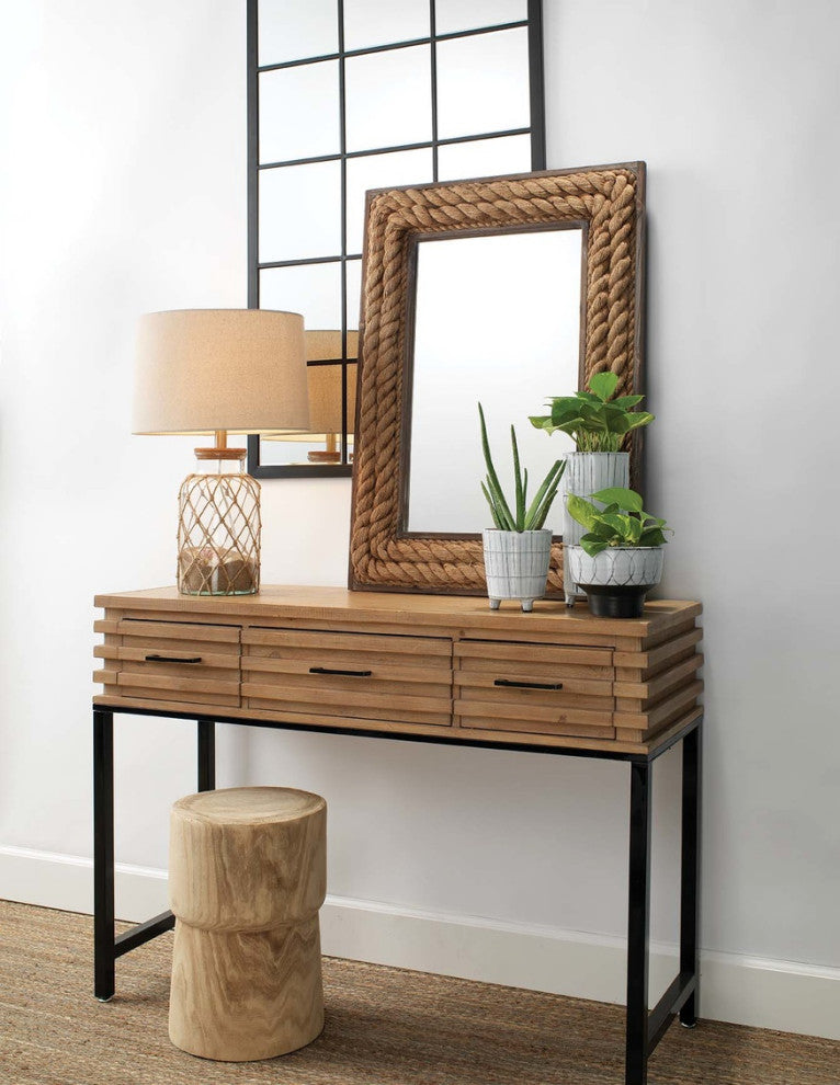 Rustic Modern Solid Wood Block Side Table Round Drum Cork Shape Natural Accent