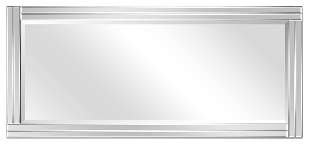 Stepped Beveled Rectangle Wall Mirror, Solid Wood Frame, 1" Center Mirror, 24" X 54"