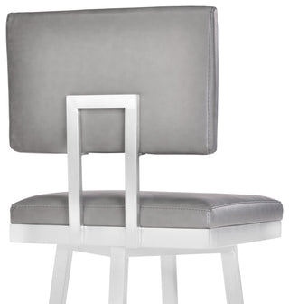 Balboa 30" Bar Height Swivel Vintage Grey and Brushed Stainless Steel Bar Stool