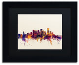 Michael Tompsett 'Edmonton Canada Skyline' Matted Framed Art, Black Mat, 14"x11"