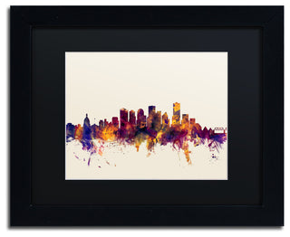 Michael Tompsett 'Edmonton Canada Skyline' Matted Framed Art, Black Mat, 14"x11"
