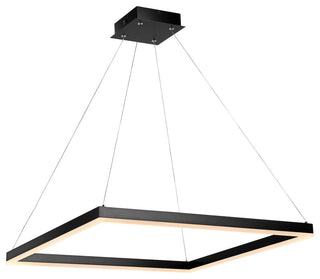 Nero Square Modern Metal LED Pendant Light, Black, Width: 23.63