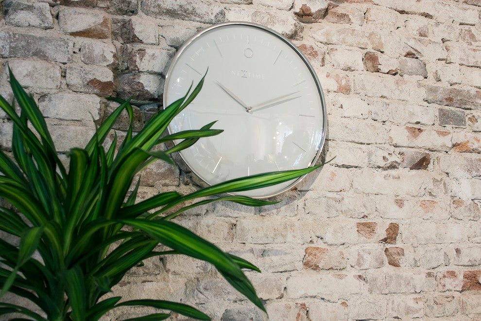Glamour Metal Dome Wall Clock, Grey/Silver