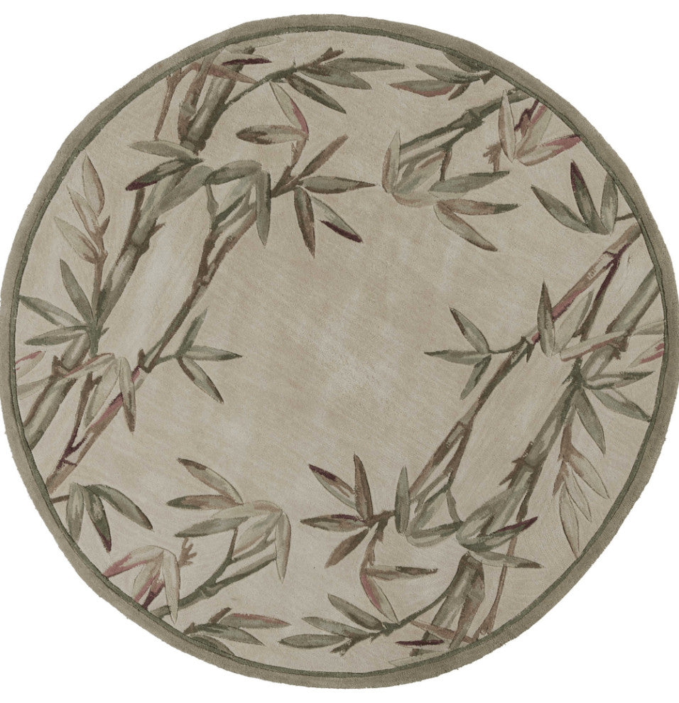 7' Round Wool Ivory  Area Rug