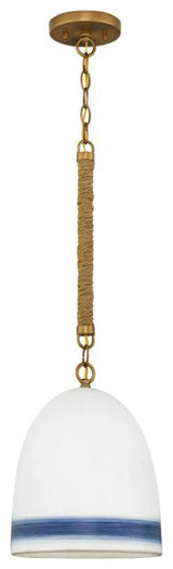 Hinkley Nash Pendant Light, Heirloom Brass With Navy Stripe