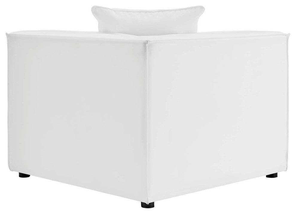 Lounge Sectional Sofa Set, Fabric, White, Modern, Outdoor Patio Balcony Garden