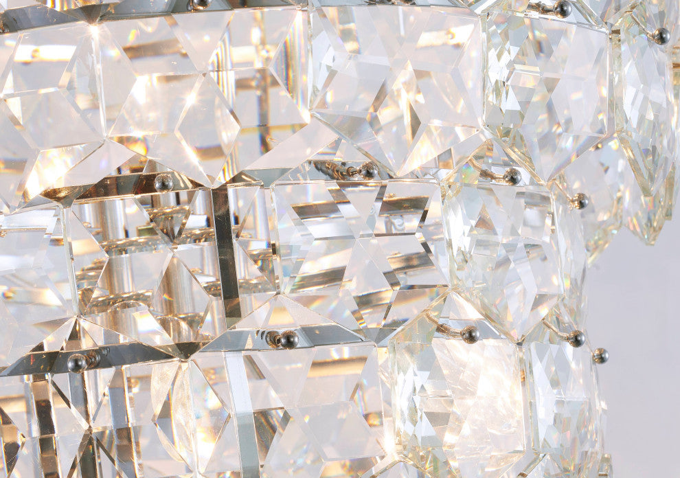 7 Tier Chrome Frame Chandelier With Clear Hanging Crystals