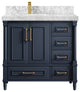 Aberdeen 36 Left Offset Bath Vanity in Hale Navy Blue  2" Carrara Marble