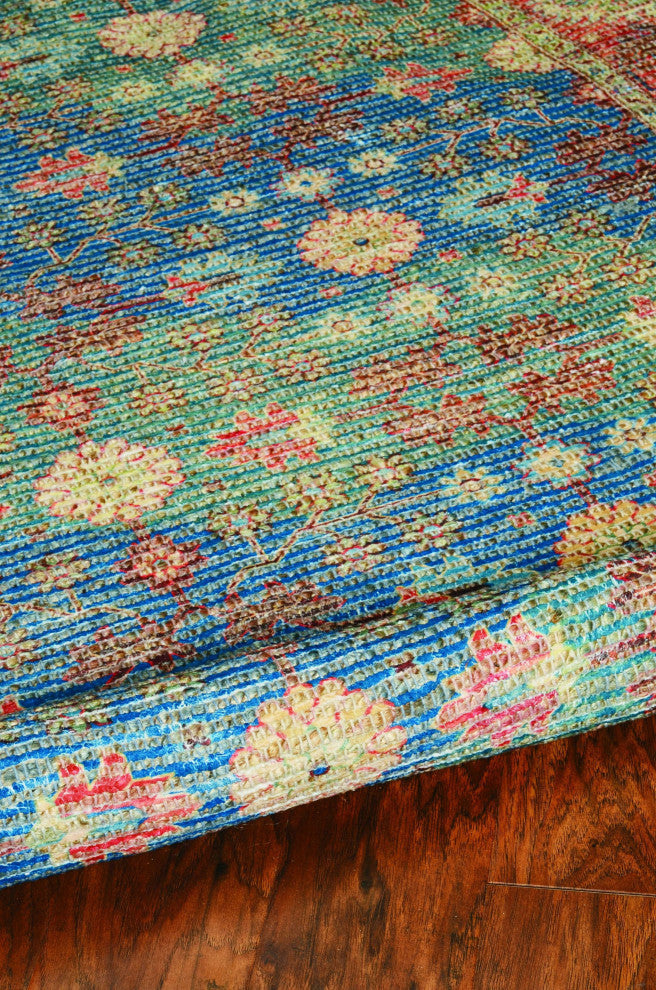 HomeRoots 8' x 11' Vibrant Traditional Style Blue and Red Design Area Rug