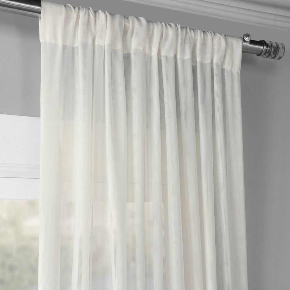 Signature Off White Sheer Curtain Single Panel, 50"x120"