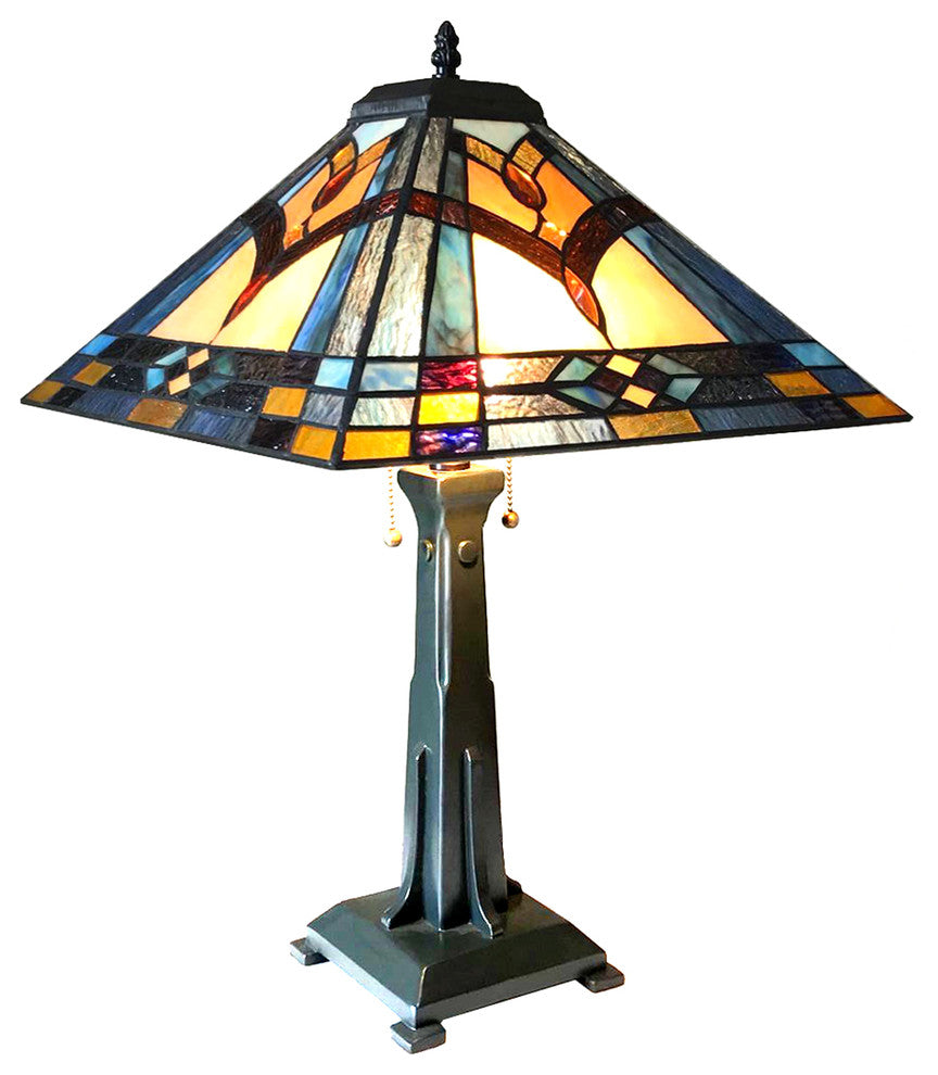 CHLOE Lighting ETHAN Mission 2-Light Antique Dark Bronze Table Lamp 16"